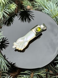Image 1 of Mother of Pearl and tourmaline mano figa
