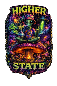 👽 HIGHER STATE – 3" Premium Die Cut Sticker