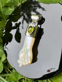 Image 5 of Mother of Pearl and tourmaline mano figa