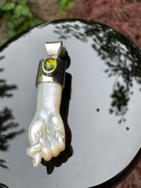 Image 2 of Mother of Pearl and tourmaline mano figa