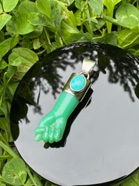Image 7 of Chrysoprase and turquoise mano figa 