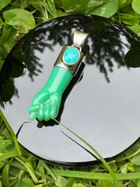 Image 9 of Chrysoprase and turquoise mano figa 