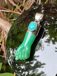 Image 10 of Chrysoprase and turquoise mano figa 