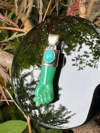 Image 4 of Chrysoprase and turquoise mano figa 