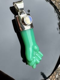 Image 9 of Chrysoprase and rainbow moonstone mano figa 