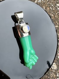 Image 15 of Chrysoprase and rainbow moonstone mano figa 