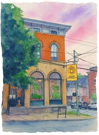 Watercolor Painting of Highland Coffee House