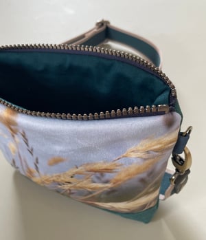 Image of Summer grasses, printed velvet mini crossbody / belt bag