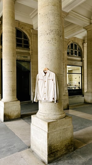Hermès Cream Jacket with Contrasting Leather Detail - Size 50