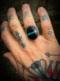 Image 6 of WL&A Handmade Heavy Ingot  Black Jack Thunderbird Ring - Size 10.5