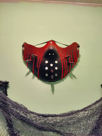 Image 1 of Spiked and stoned black and red hockey half mask wearable 