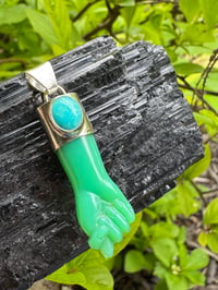 Image 13 of Chrysoprase and turquoise mano figa 