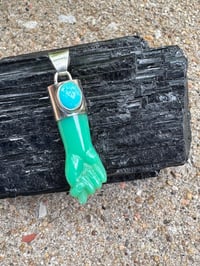 Image 16 of Chrysoprase and turquoise mano figa 
