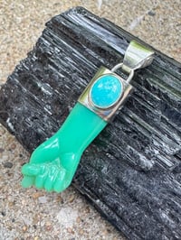 Image 2 of Chrysoprase and turquoise mano figa 