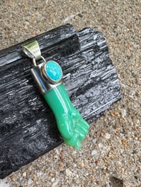 Image 8 of Chrysoprase and turquoise mano figa 