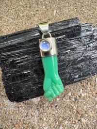 Image 14 of Chrysoprase and rainbow moonstone mano figa 