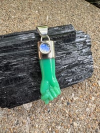 Image 16 of Chrysoprase and rainbow moonstone mano figa 
