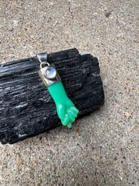 Image 17 of Chrysoprase and rainbow moonstone mano figa 