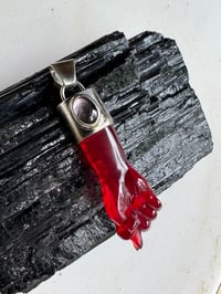 Image 1 of Red chalcedony and tourmaline mano figa 