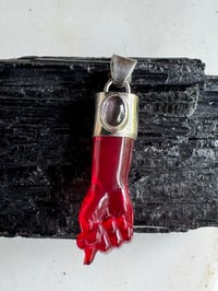 Image 3 of Red chalcedony and tourmaline mano figa 