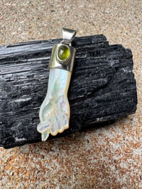 Image 4 of Mother of Pearl and tourmaline mano figa