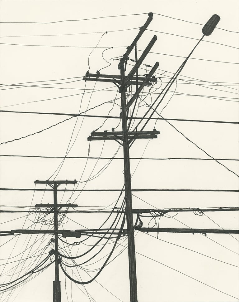 Power Lines Drawing #17 (Hamtramck) - ORIGINAL DRAWING