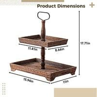 Image 5 of 👑The Armored Kingdom 2 Tier Rustic Wood Tray-Home Decor & Storage-Sturdy