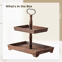 Image 6 of 👑The Armored Kingdom 2 Tier Rustic Wood Tray-Home Decor & Storage-Sturdy