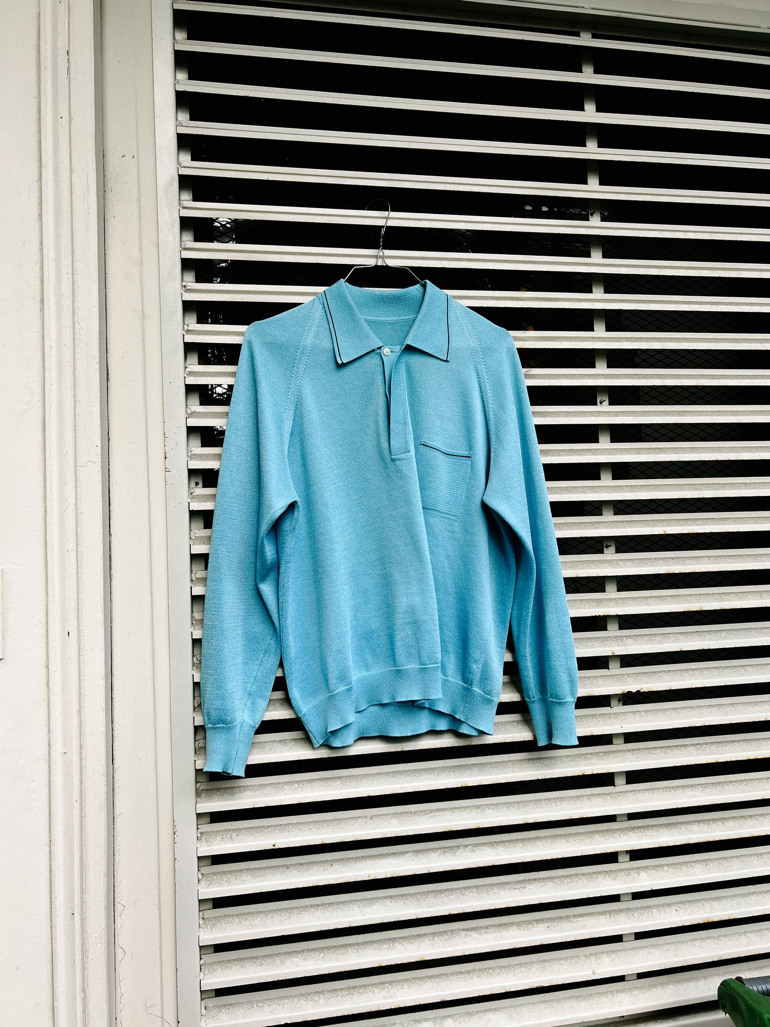 Vintage Baby Blue Knitted Polo - Size S