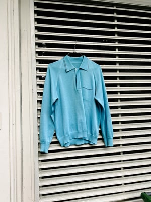 Vintage Baby Blue Knitted Polo - Size S