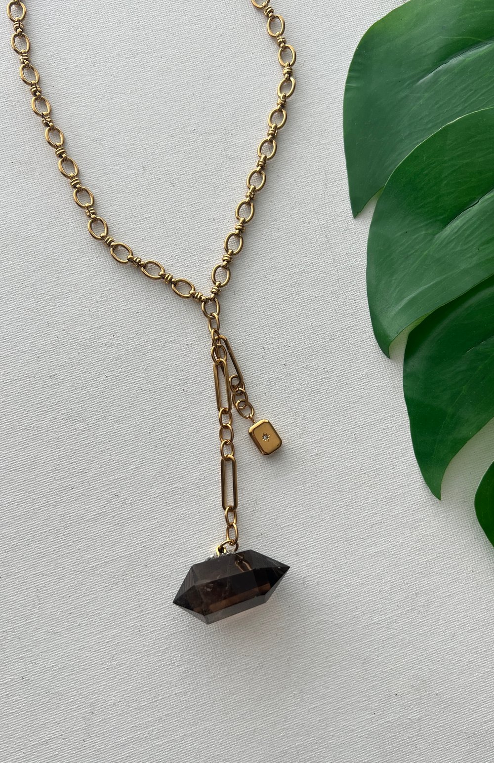 Image of SMILE • Smokey Quartz Drop Necklace