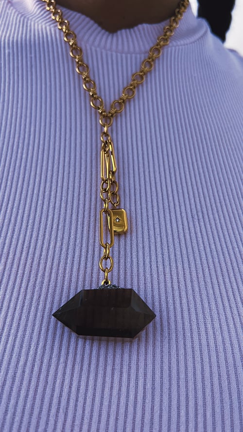 Image of SMILE • Smokey Quartz Drop Necklace