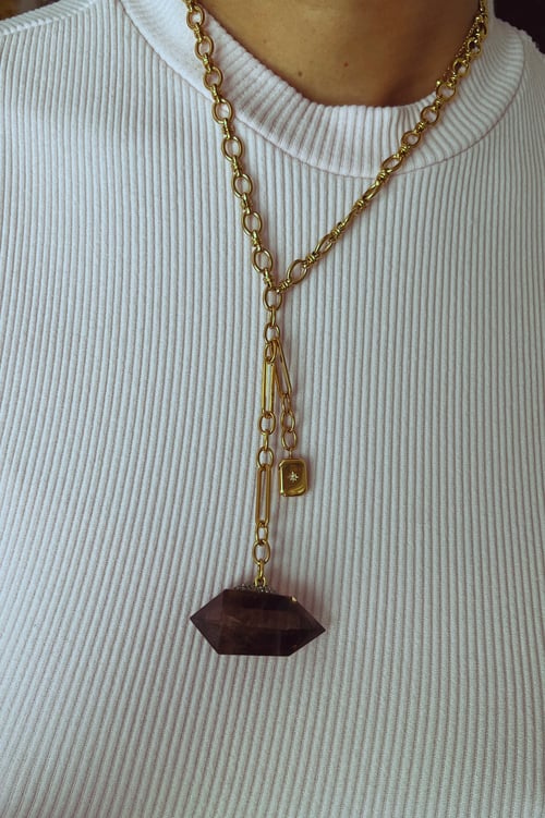Image of SMILE • Smokey Quartz Drop Necklace
