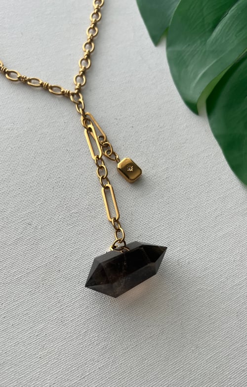 Image of SMILE • Smokey Quartz Drop Necklace