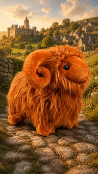 Image 1 of 👑The Armored Kingdom Baby SnuggleHorn Sheep Plushie-Lifelike Detail-Ultra Soft-