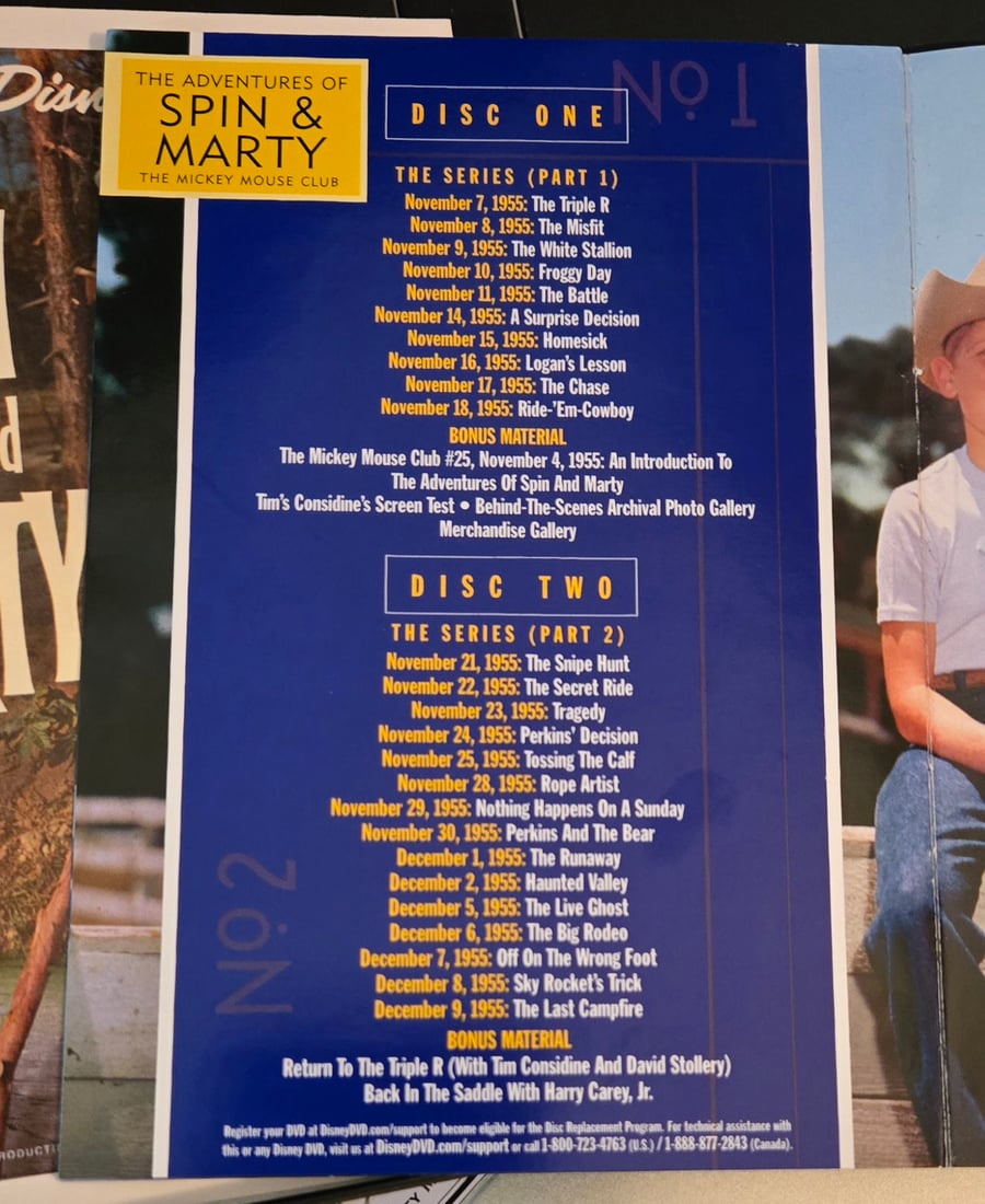 Image of WALT DISNEY TREASURES: SPIN & MARTY 2-DISC SET! MICKEY MOUSE CLUB! LIKE NEW!