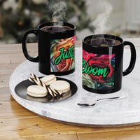 Image 2 of Just Bloom Black Coffee Mug — Floral Rainbow Roses 11oz-1ebd5c19