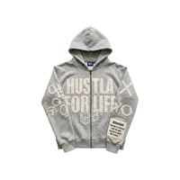 Image 1 of Hustla For Life Grey Chase Money Not People Rhinestone Hoodie