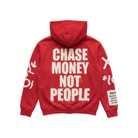 Image 2 of Hustla For Life Red Chase Money Not People Rhinestone Hoodie