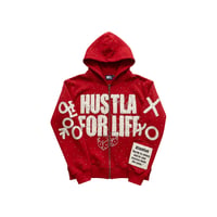 Image 1 of Hustla For Life Red Chase Money Not People Rhinestone Hoodie