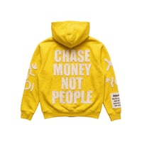 Image 2 of Hustla For Life Yellow Chase Money Not People Rhinestone Hoodie
