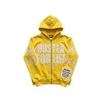 Image 1 of Hustla For Life Yellow Chase Money Not People Rhinestone Hoodie