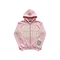 Image 1 of Hustla For Life Pink Chase Money Not People Rhinestone Hoodie
