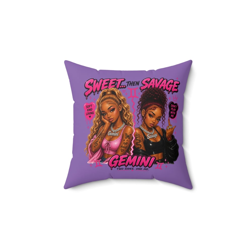 Image of Gemini Throw Pillow - "Sweet Then Savage" Zodiac Decorative Pillow