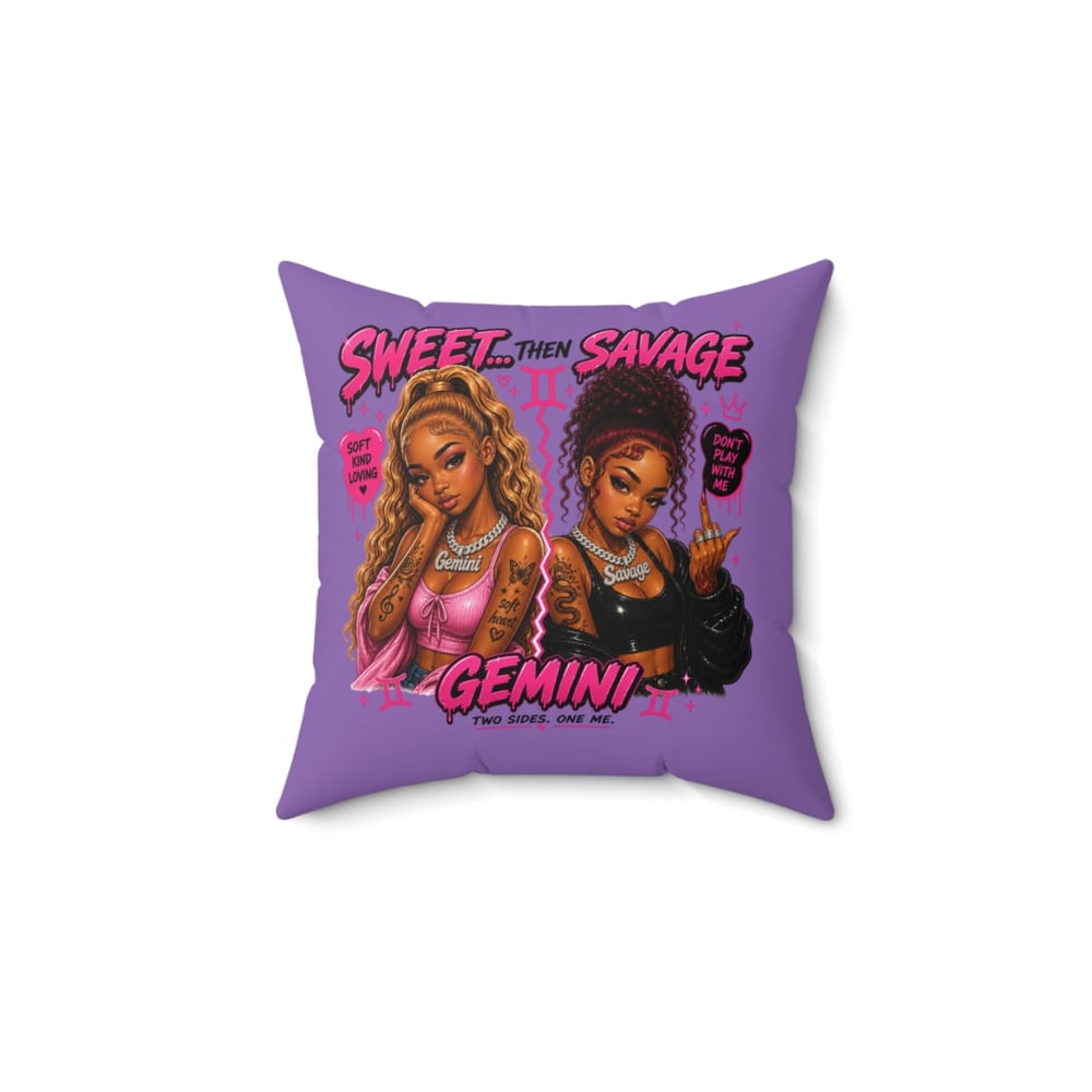 Image of Gemini Throw Pillow - "Sweet Then Savage" Zodiac Decorative Pillow