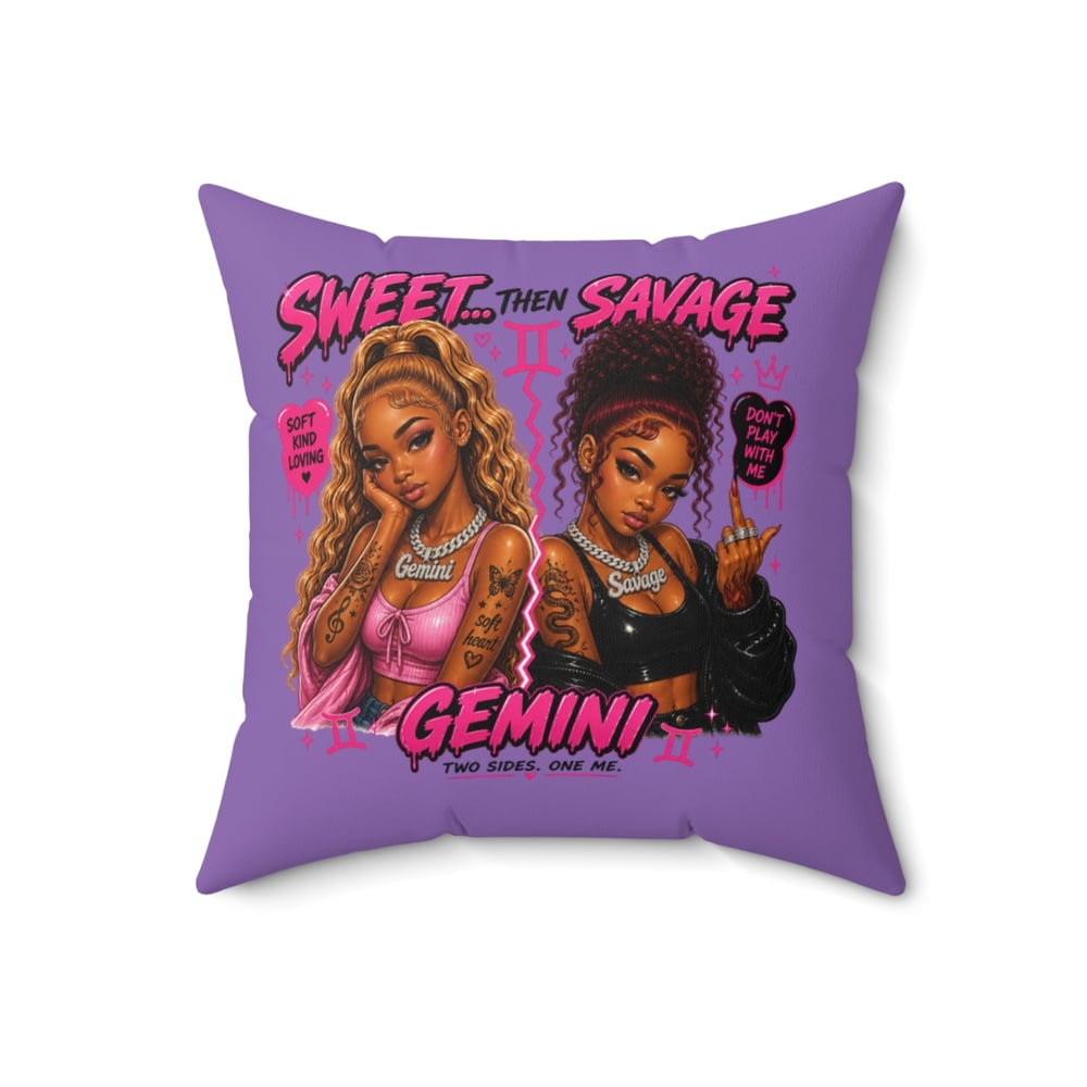 Image of Gemini Throw Pillow - "Sweet Then Savage" Zodiac Decorative Pillow