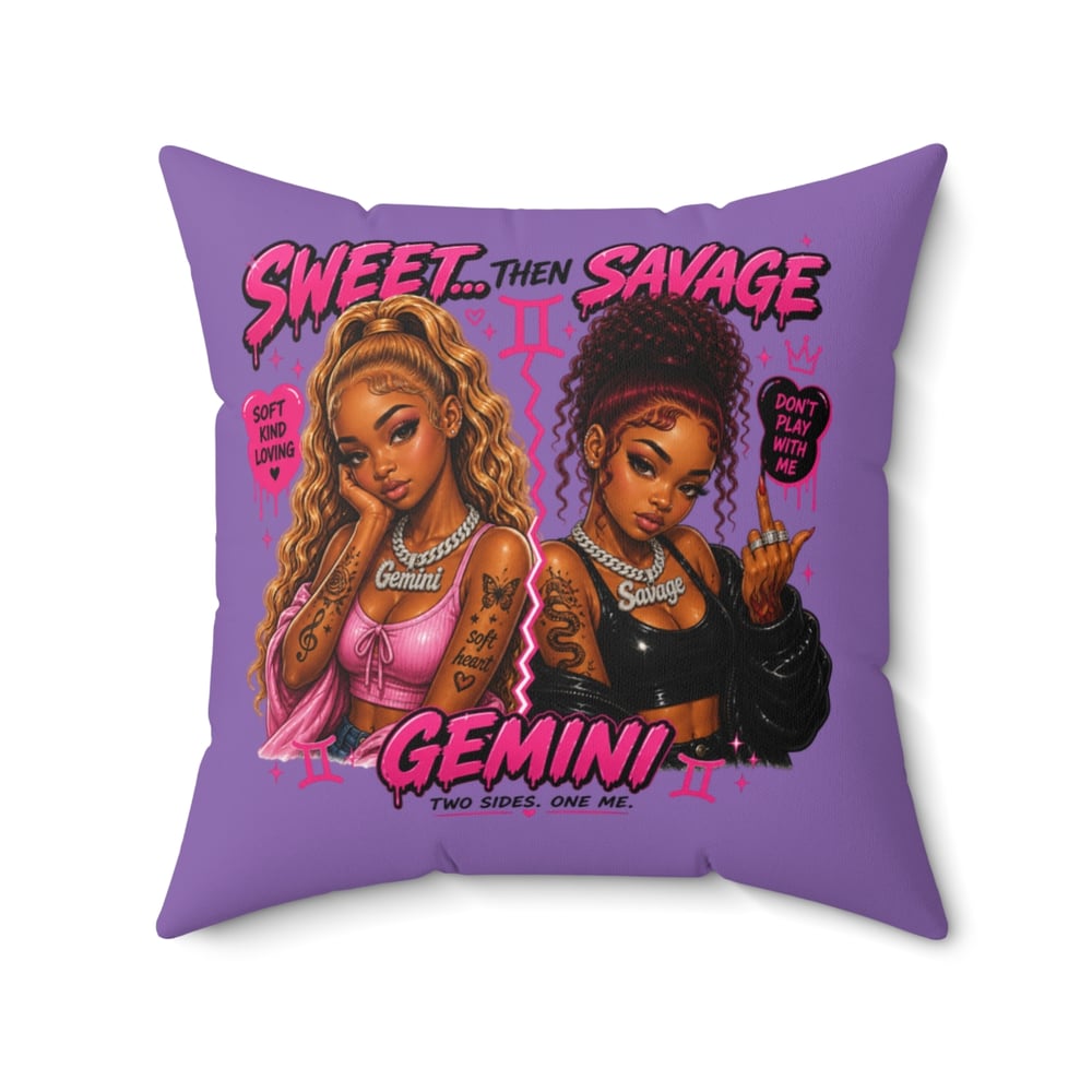 Image of Gemini Throw Pillow - "Sweet Then Savage" Zodiac Decorative Pillow