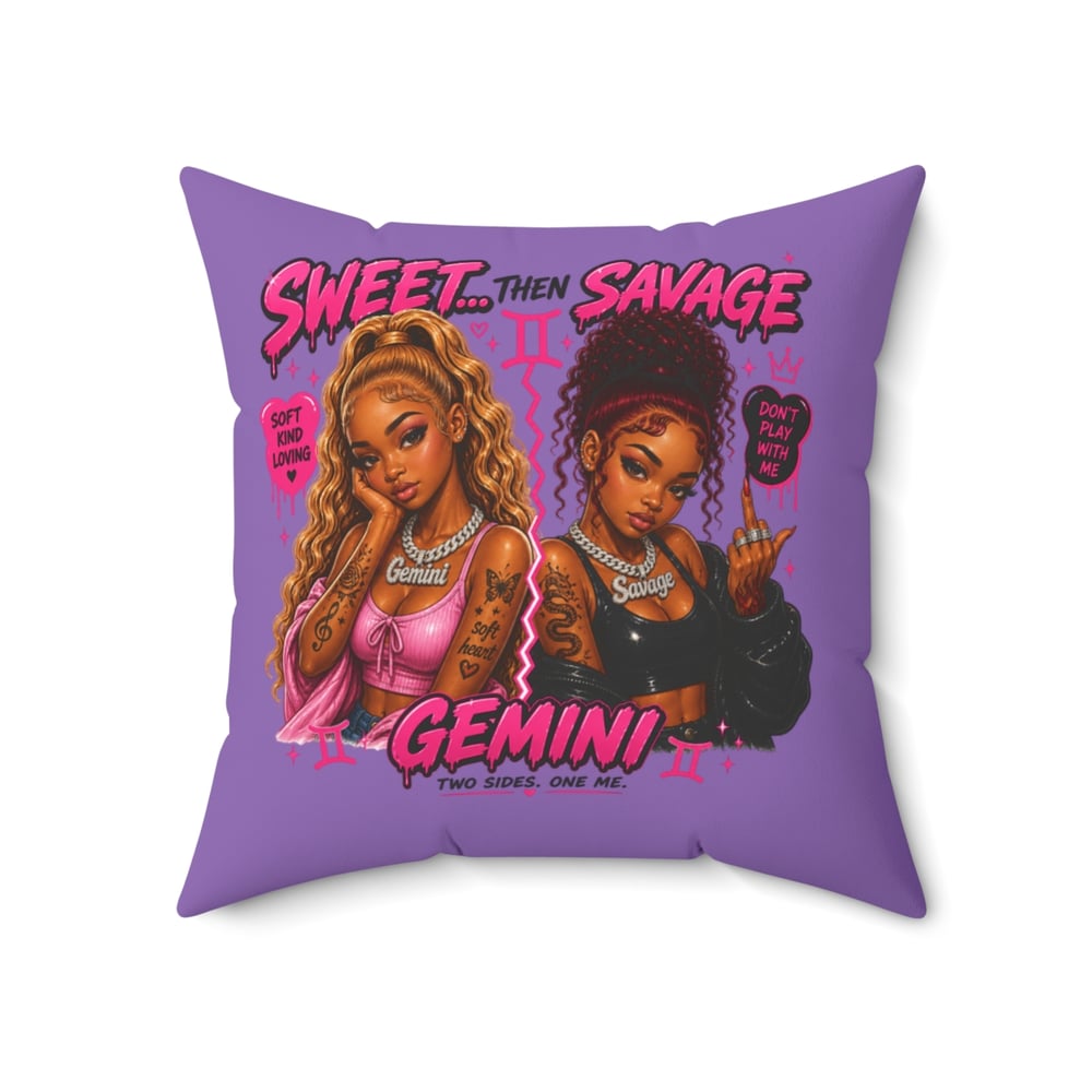 Image of Gemini Throw Pillow - "Sweet Then Savage" Zodiac Decorative Pillow