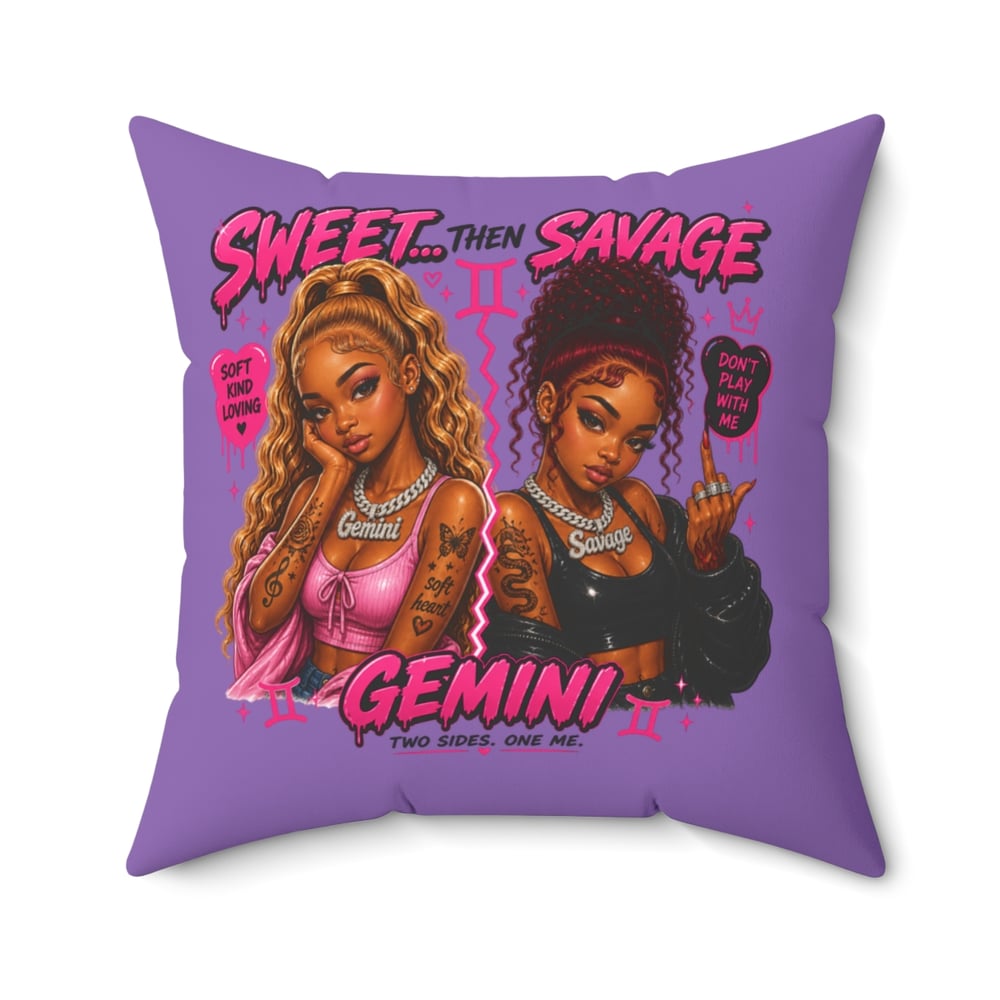 Image of Gemini Throw Pillow - "Sweet Then Savage" Zodiac Decorative Pillow