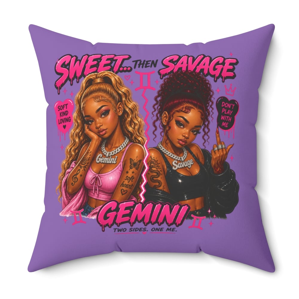 Image of Gemini Throw Pillow - "Sweet Then Savage" Zodiac Decorative Pillow